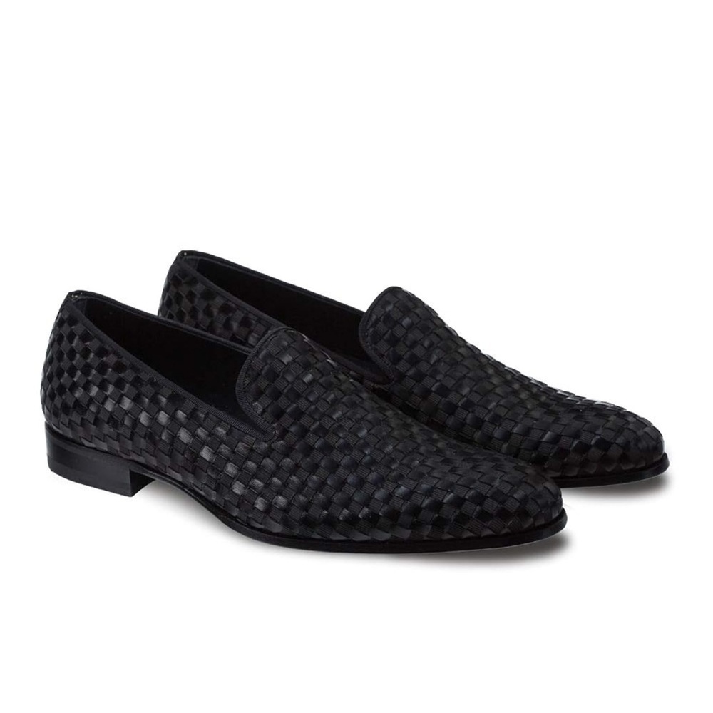 MEZLAN Tuxedo Formal Black
Woven Fabric Men's Shoes Size 8.5 
Handmade in Spain